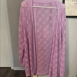 Lavender Open-Knit Women's Cardigan